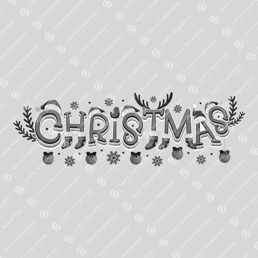 Christmas – Elegant Black & White Festive DTF Transfer