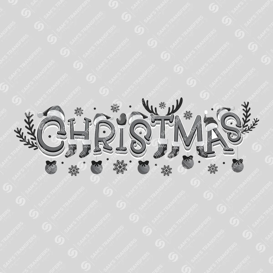 Christmas – Elegant Black & White Festive DTF Transfer