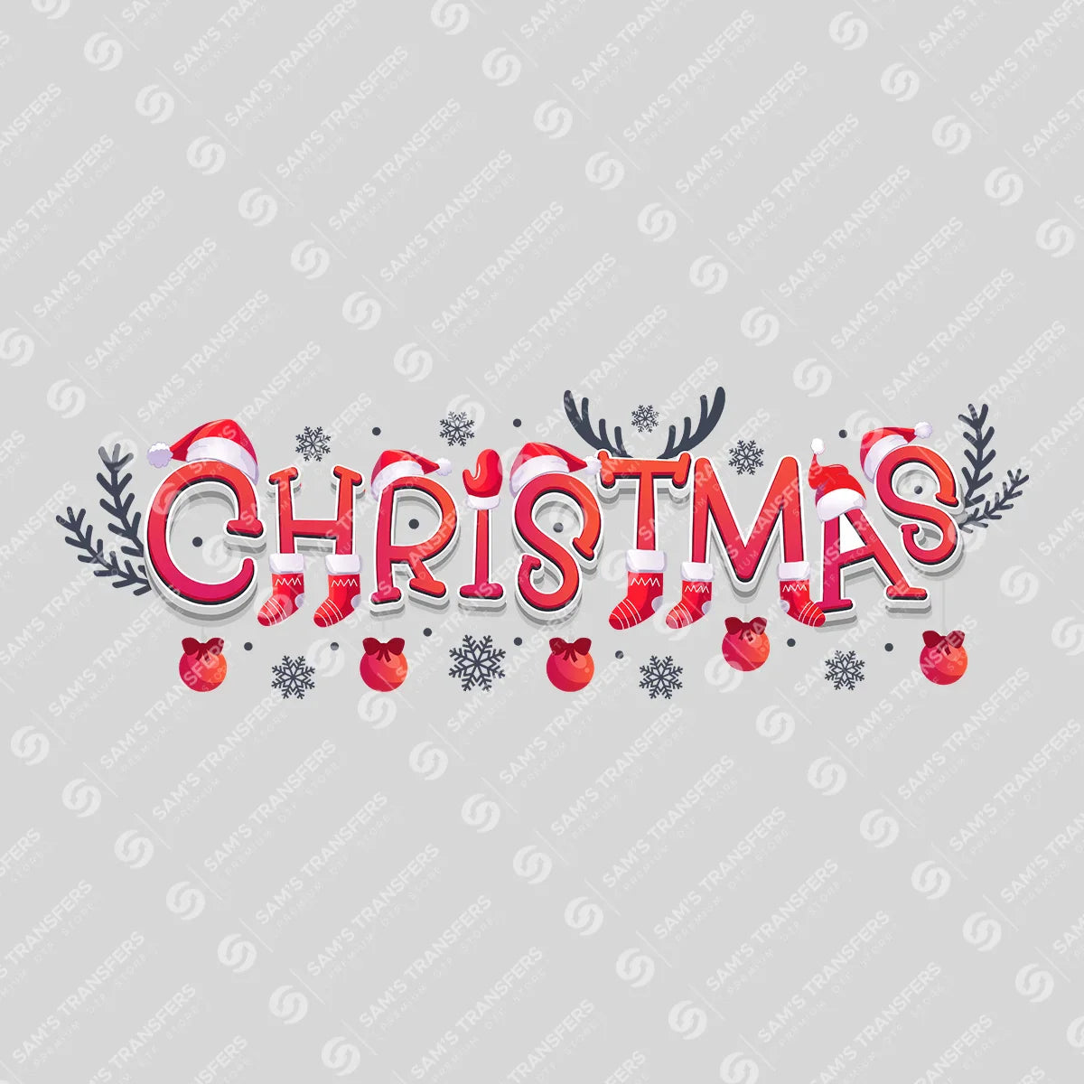 Christmas – Red Santa Hat & Stocking Holiday DTF Transfer
