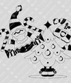 Santa & Christmas Tree – Minimal Black Outline Holiday DTF Transfer