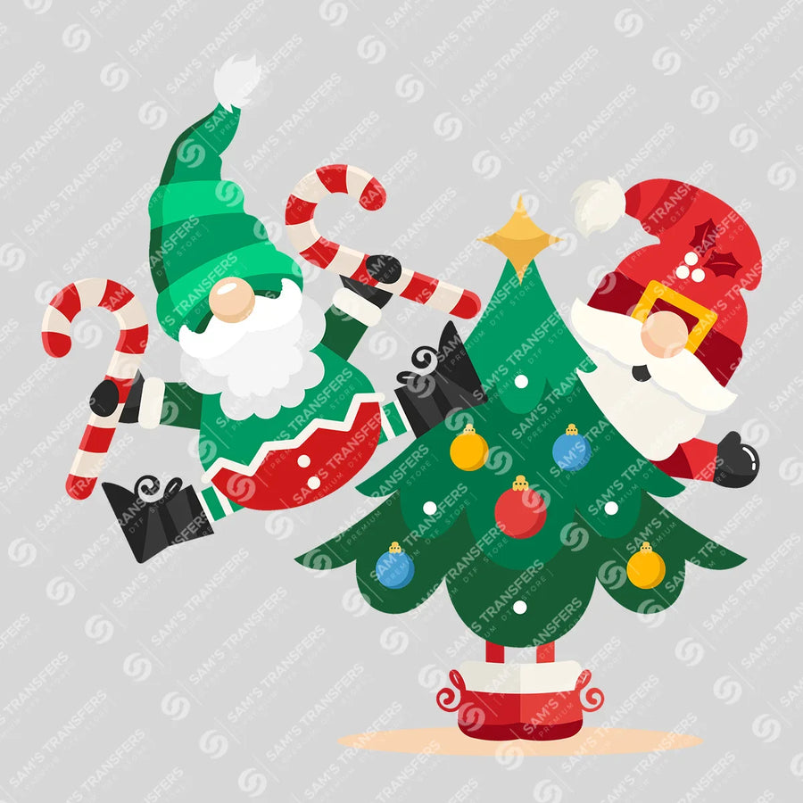 Santa & Christmas Tree – Festive Candy Cane Holiday DTF Transfer
