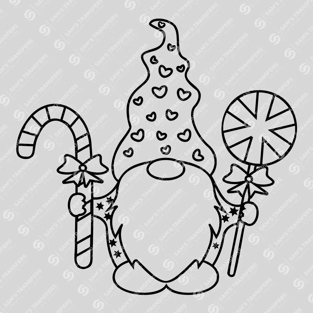 Christmas Gnome – Candy Cane & Peppermint Holiday DTF Transfer