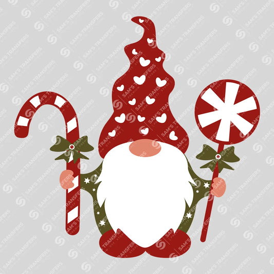 Christmas Gnome – Candy Cane & Peppermint Holiday DTF Transfer