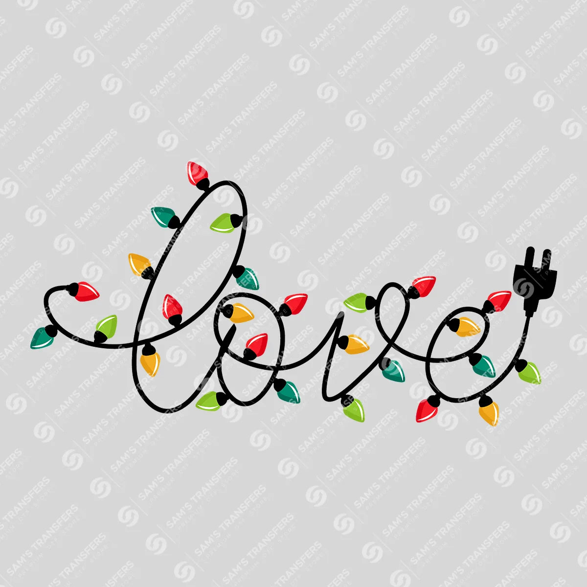 Love in Christmas Lights – Festive Multicolor DTF Transfer