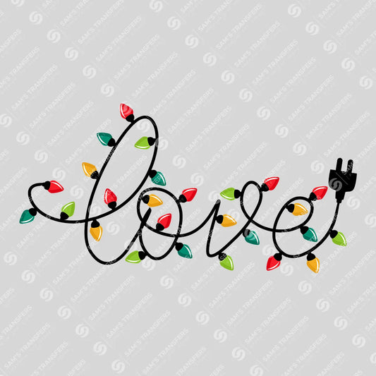 Love in Christmas Lights – Festive Multicolor DTF Transfer