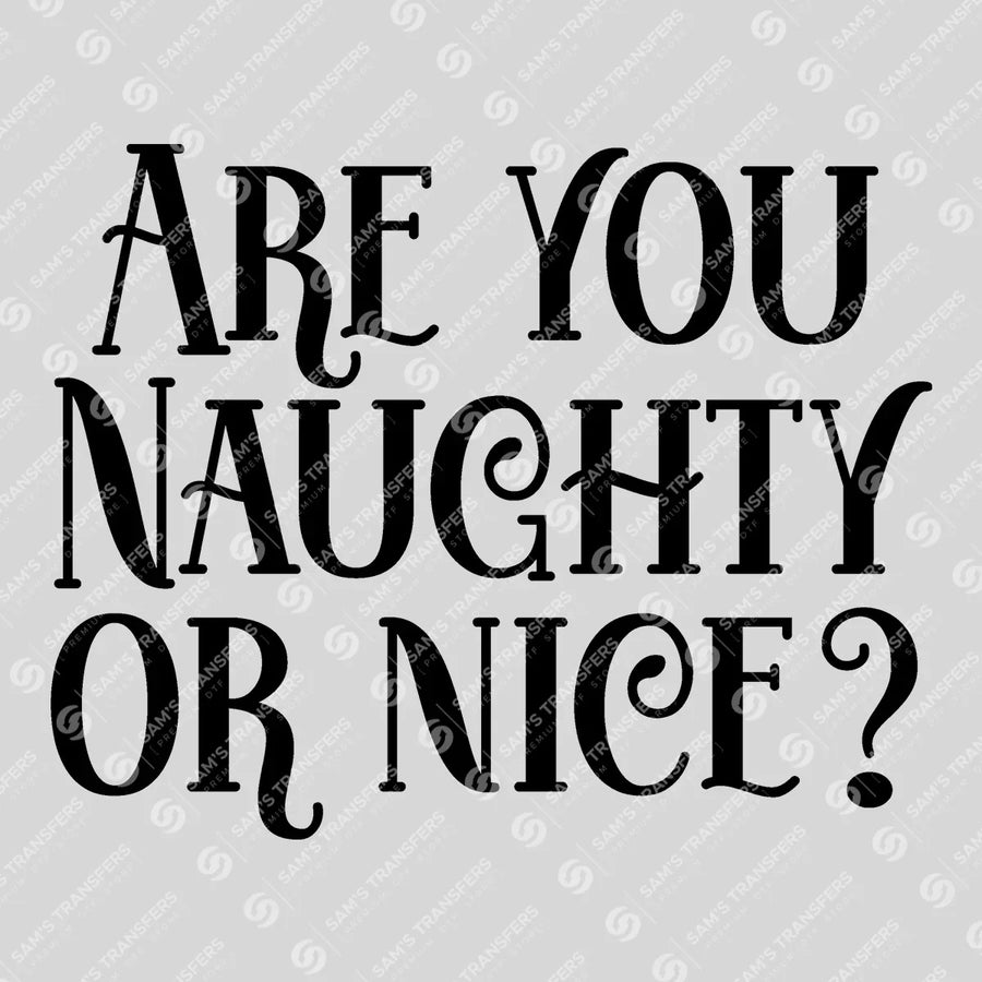 Are You Naughty or Nice? – Funny Christmas DTF Transfer