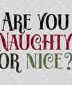 Are You Naughty or Nice? – Red & Green Christmas DTF Transfer