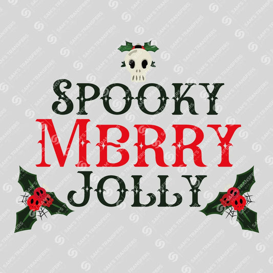Spooky Merry Jolly – Red & Green Gothic Christmas DTF Transfer