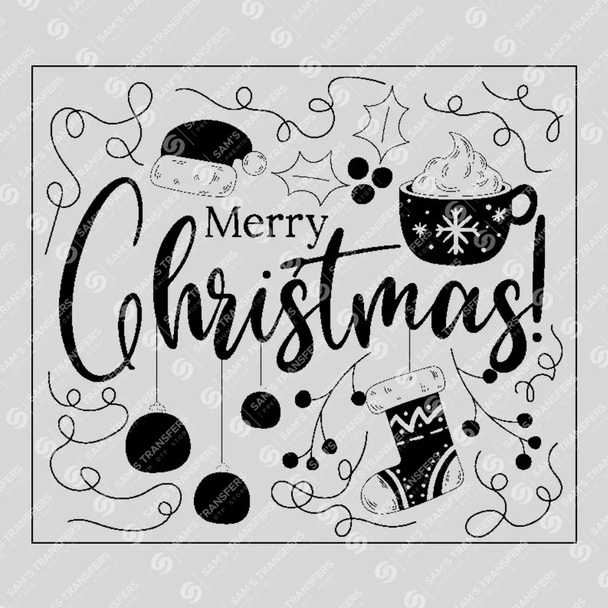 Merry Christmas – Holiday Mug & Stocking DTF Transfer