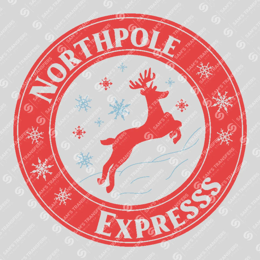 North Pole Express – Reindeer Emblem Christmas DTF Transfer