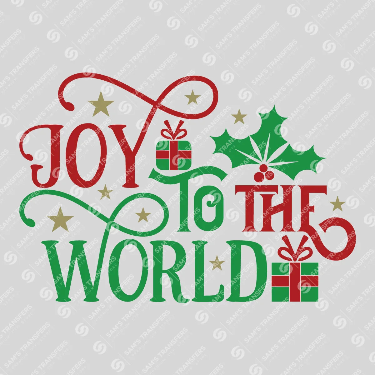 Joy to the World DTF Transfer – Red & Green Christmas Design