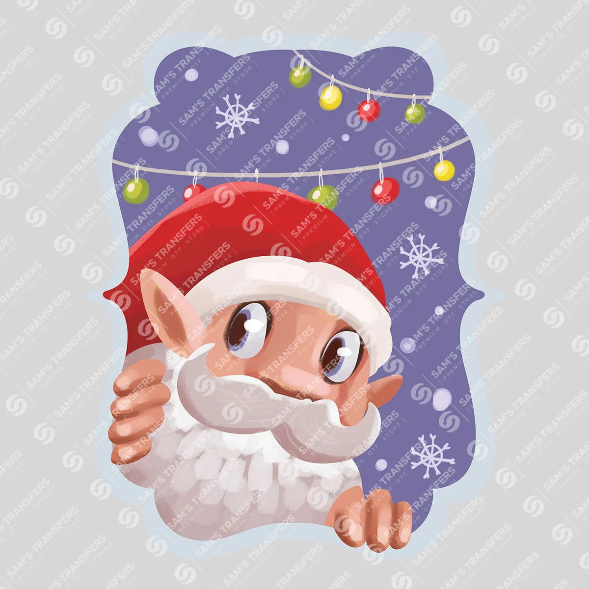 Cute Santa Peek DTF Transfer – Festive Cartoon Christmas Design