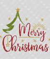 Merry Christmas Tree DTF Transfer – Festive Red, Green & Gold Design
