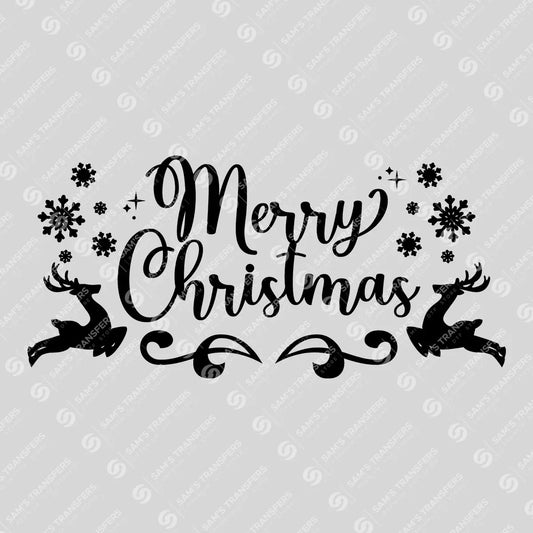 Merry Christmas Reindeer DTF Transfer – Classic Holiday Script Design