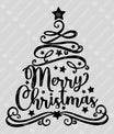 Merry Christmas Tree DTF Transfer – Elegant Swirl Script Design