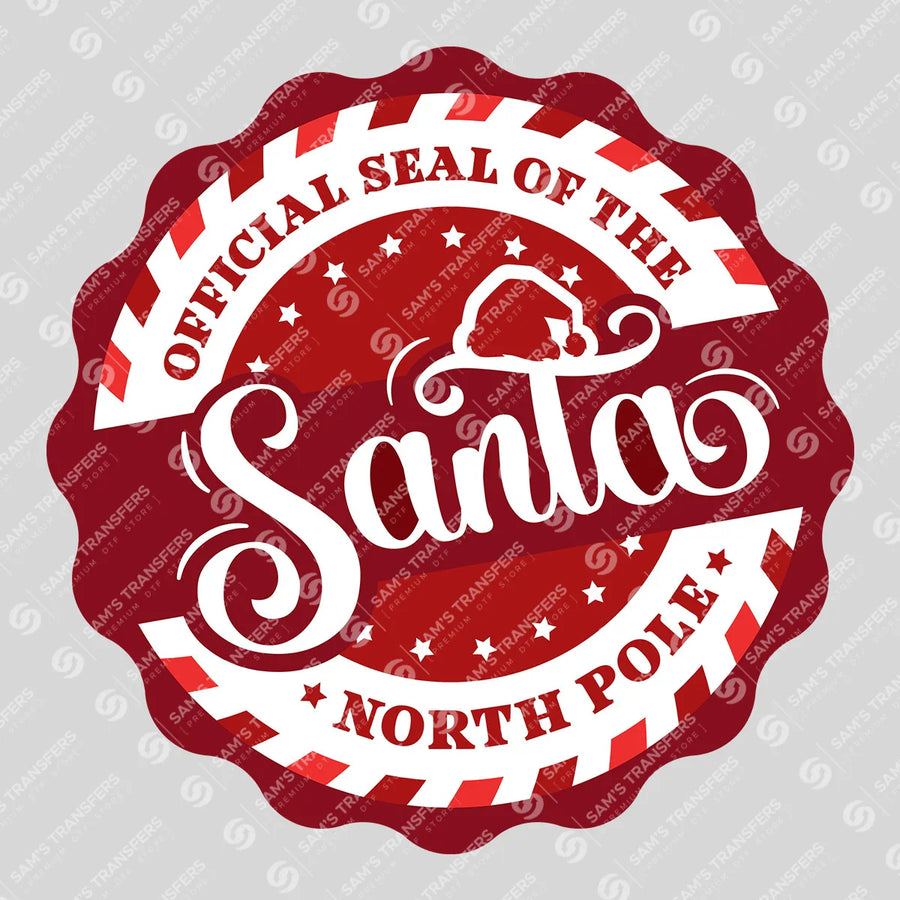 Official Santa Seal DTF Transfer – Red North Pole Christmas Design