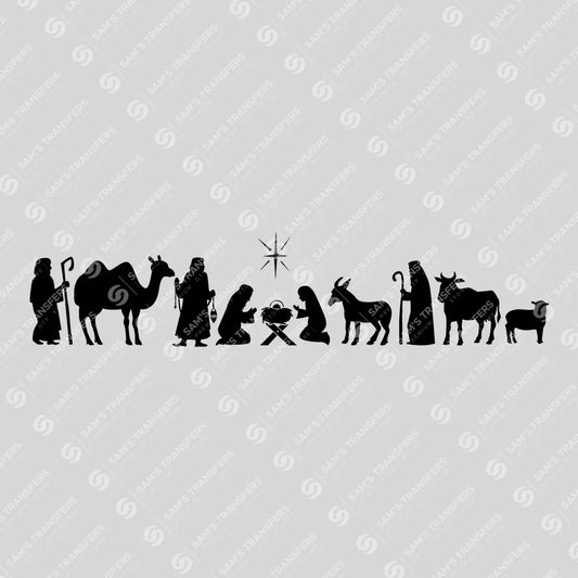 Nativity Scene Silhouette DTF Transfer – Minimalist Christmas Design
