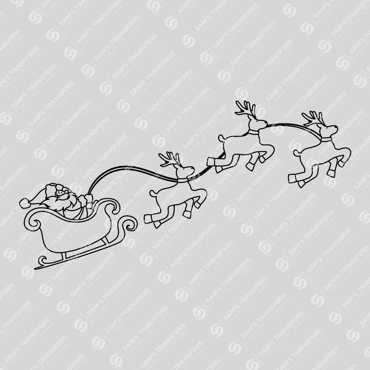 Santa Sleigh Outline DTF Transfer – Minimalist Christmas Design