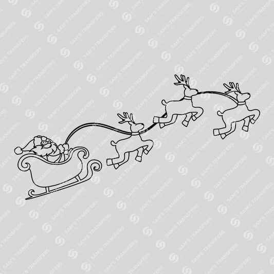 Santa Sleigh Outline DTF Transfer – Minimalist Christmas Design