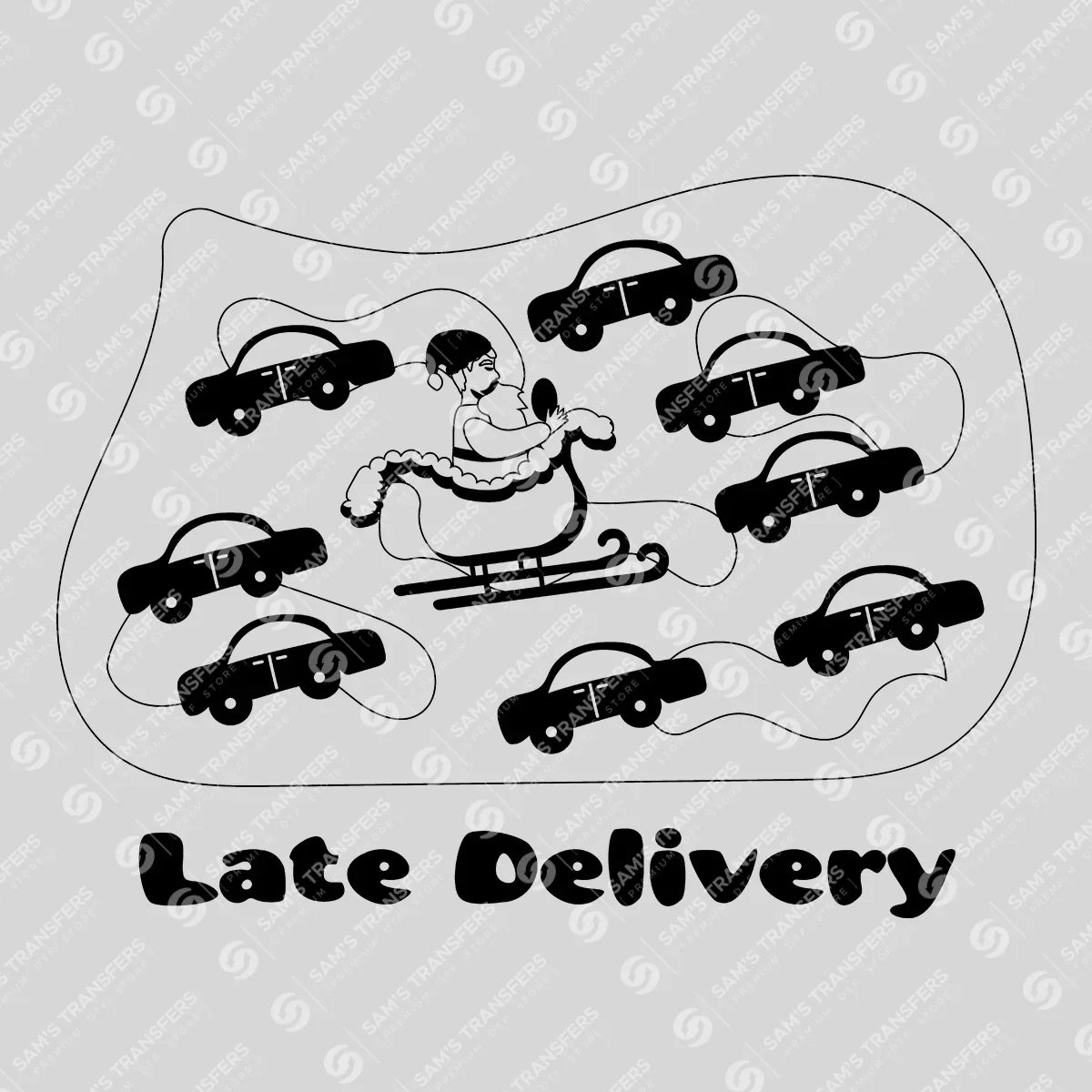 Late Delivery DTF Transfer – Funny Santa Traffic Christmas Design