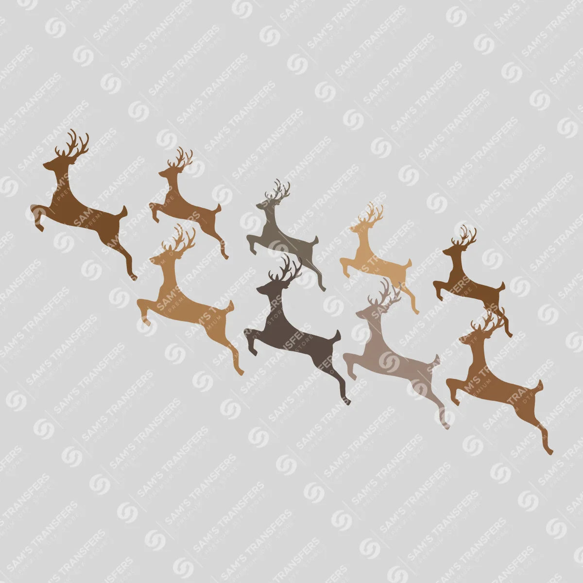 Golden Reindeer Flight DTF Transfer – Elegant Gradient Christmas Design