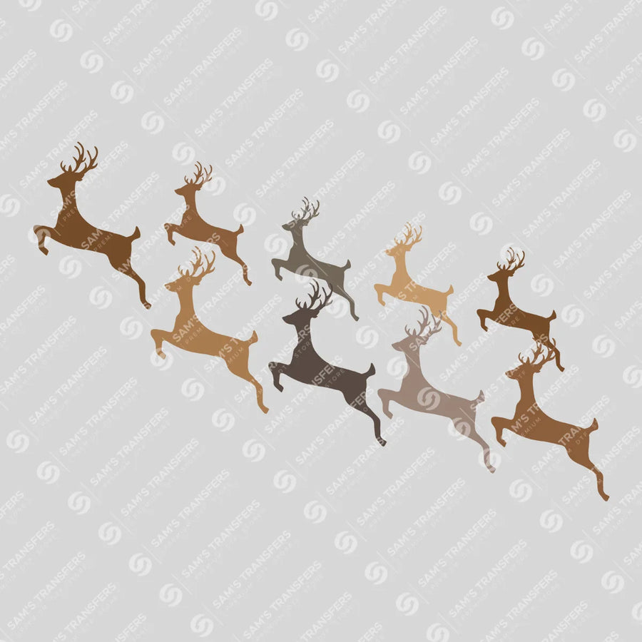 Golden Reindeer Flight DTF Transfer – Elegant Gradient Christmas Design