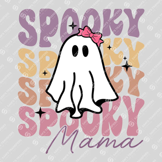 Spooky Mama DTF Transfer – Retro Halloween Ghost Design