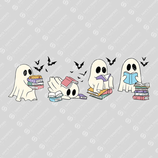 Bookish Ghosts DTF Transfer – Cute Reading Ghosts Halloween Design