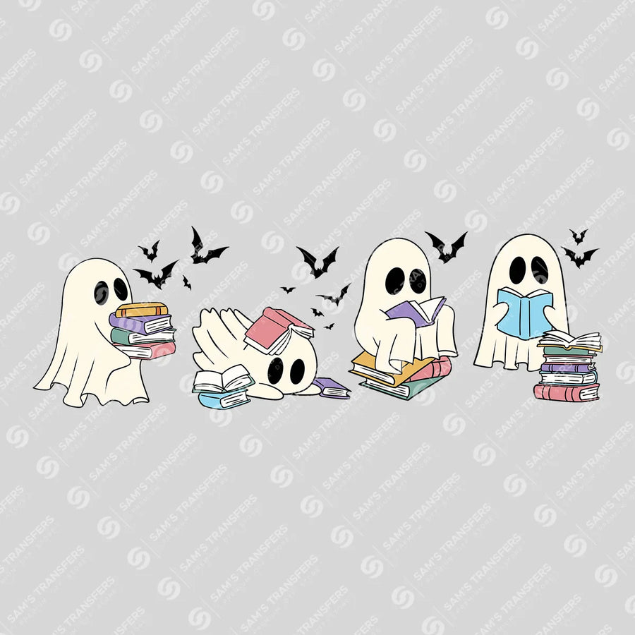 Bookish Ghosts DTF Transfer – Cute Reading Ghosts Halloween Design