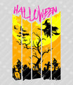 Retro Sunset Halloween DTF Transfer – Witch & Graveyard Scene