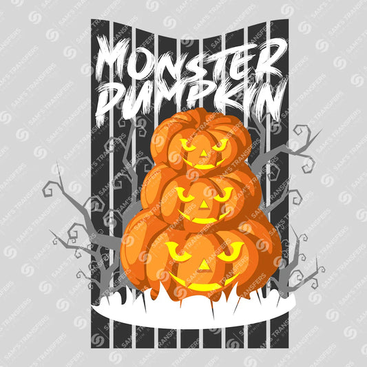 Monster Pumpkin DTF Transfer – Stacked Jack-O’-Lantern Halloween Design
