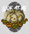 Look At Me DTF Transfer – Creepy Pumpkin Halloween Design