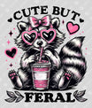 Cute But Feral Raccoon – Pink Heart DTF Transfer