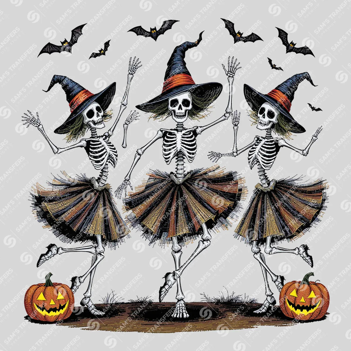 Dancing Skeleton Witches – Halloween DTF Transfer