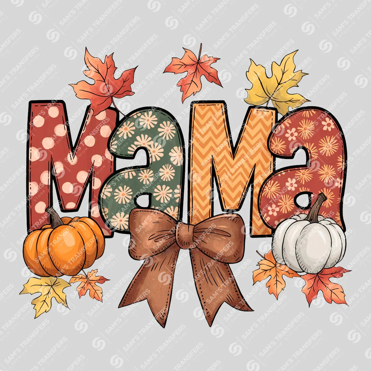 Fall Mama – Autumn Leaves & Pumpkins DTF Transfer