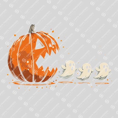 Pumpkin Pac Ghosts – Funny Halloween DTF Transfer