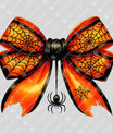 Halloween Bow with Spider – Orange & Black DTF Transfer