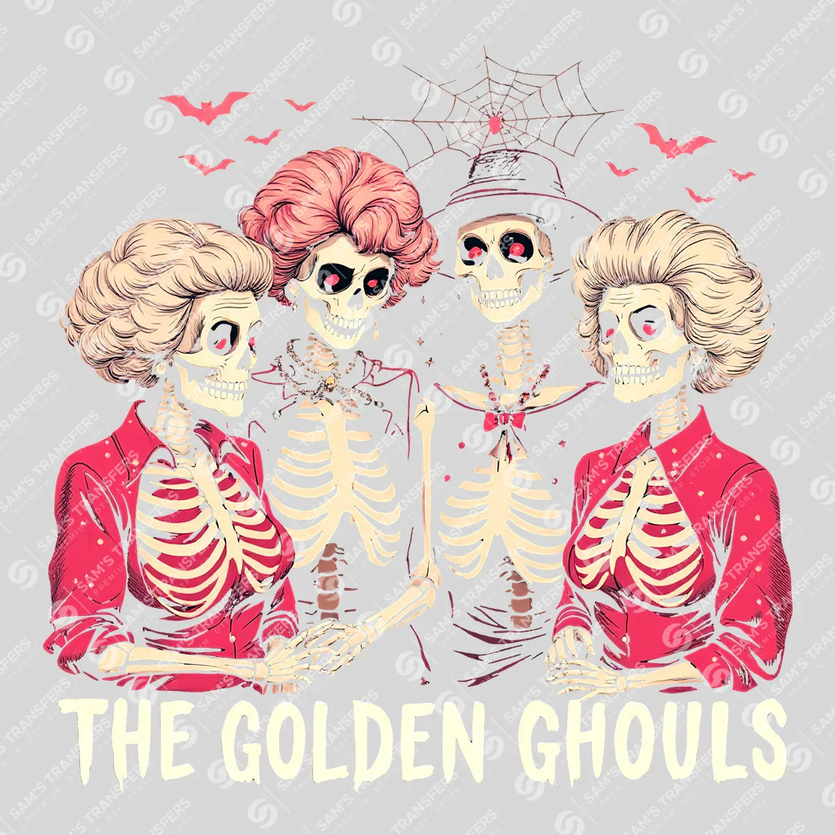 The Golden Ghouls – Funny Retro Skeleton Halloween DTF Transfer