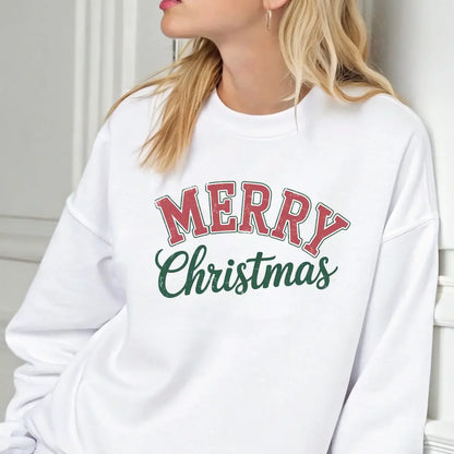 Sweatshirt featuring a Christmas-themed DTF transfer.