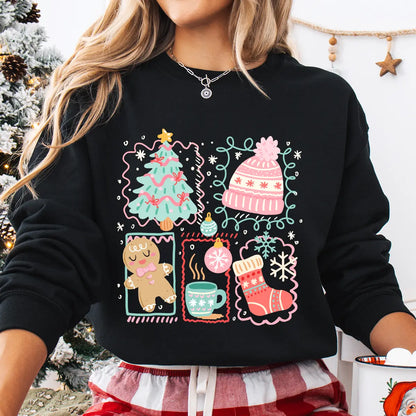 Sweatshirt featuring a Christmas-themed DTF transfer.