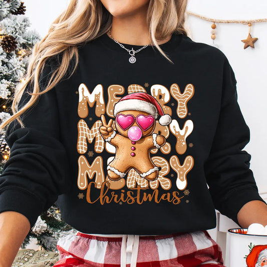 Sweatshirt featuring a Christmas-themed DTF transfer.