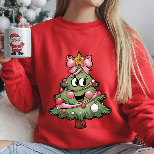 Sweatshirt featuring a Christmas-themed DTF transfer.