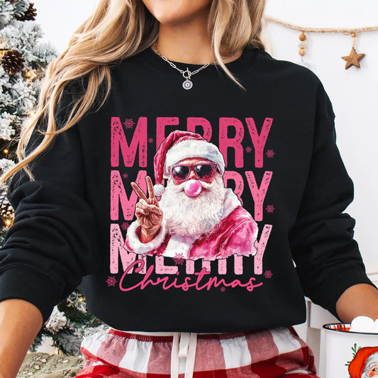 Sweatshirt featuring a Christmas-themed DTF transfer.