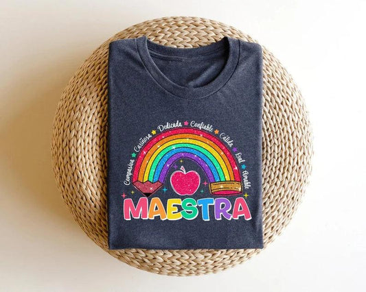 Maestra Rainbow Summer DTF Transfer - Teacher Appreciation Design - Sam's DTF Transfers