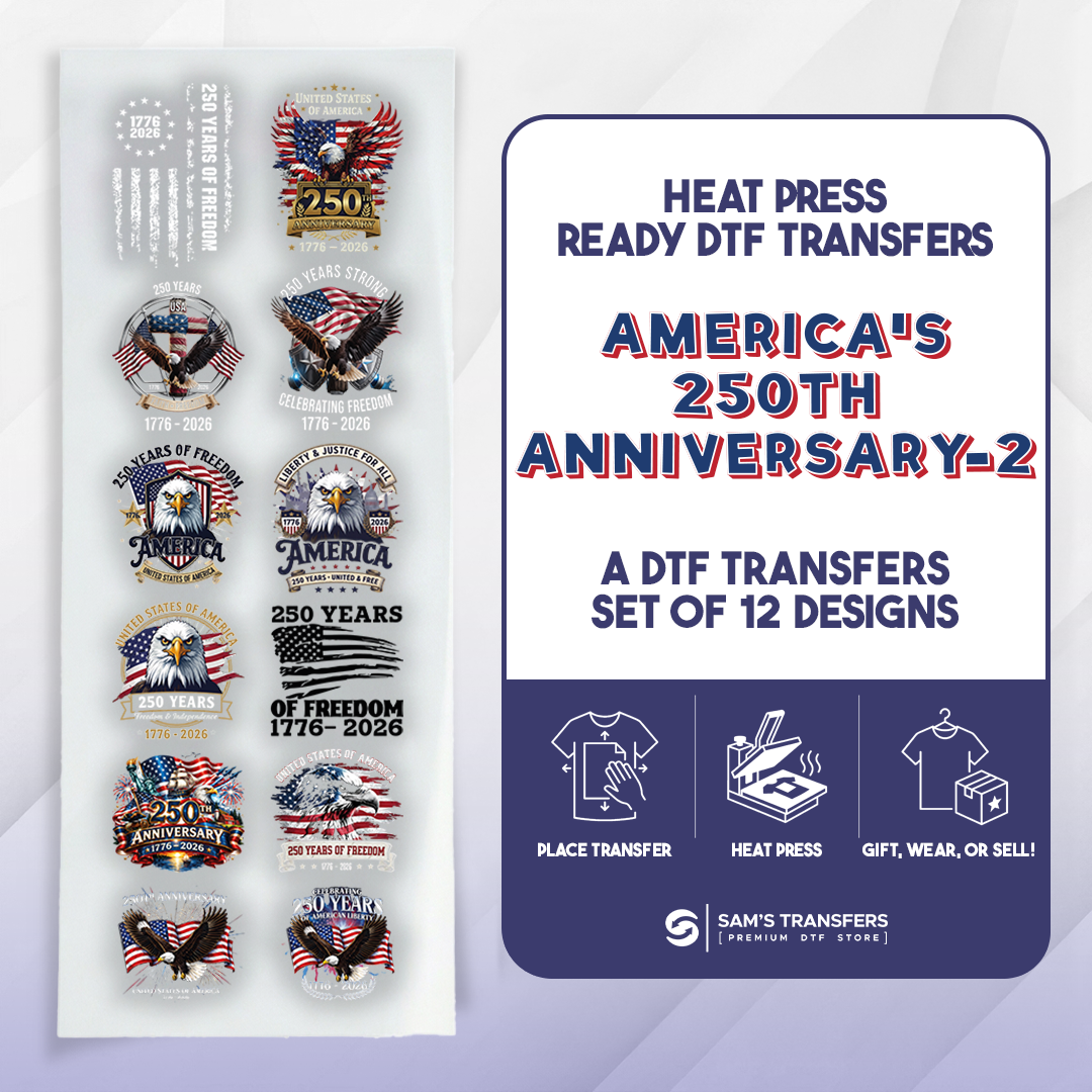USA 250th Anniversary DTF Transfer Bundle | Best Seller Adult-size T-shirt Designs | Bundle-2