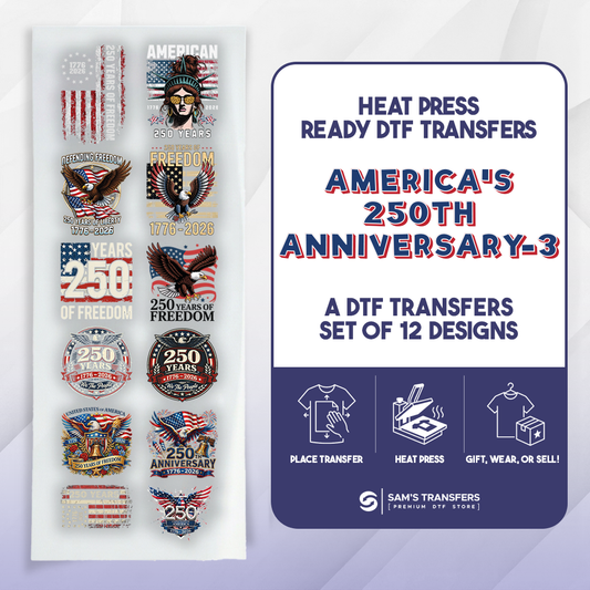 USA 250th Anniversary DTF Transfer Bundle | Best Seller Adult-size T-shirt Designs | Bundle-3