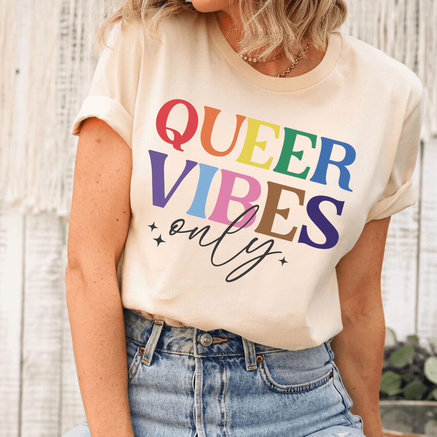 Queer Vibes Only Rainbow DTF Transfer