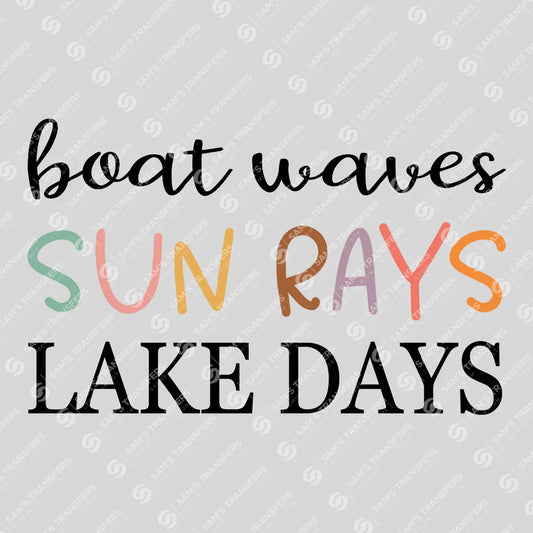 Boat Waves Sun Rays Lake Days DTF Transfer