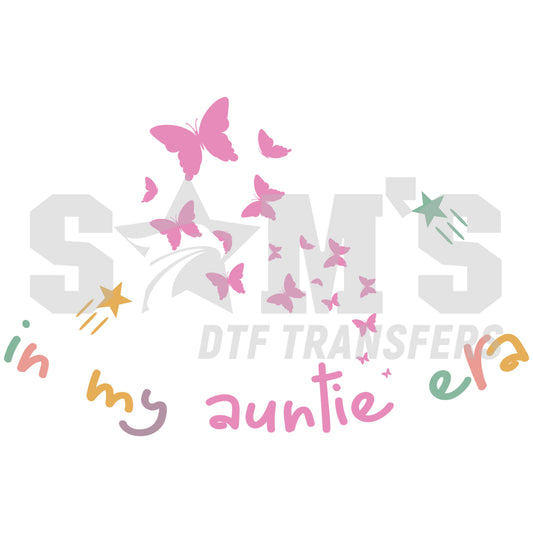 Auntie Era design with butterflies, a premium custom DTF design by  Sam's DTF Transfers 