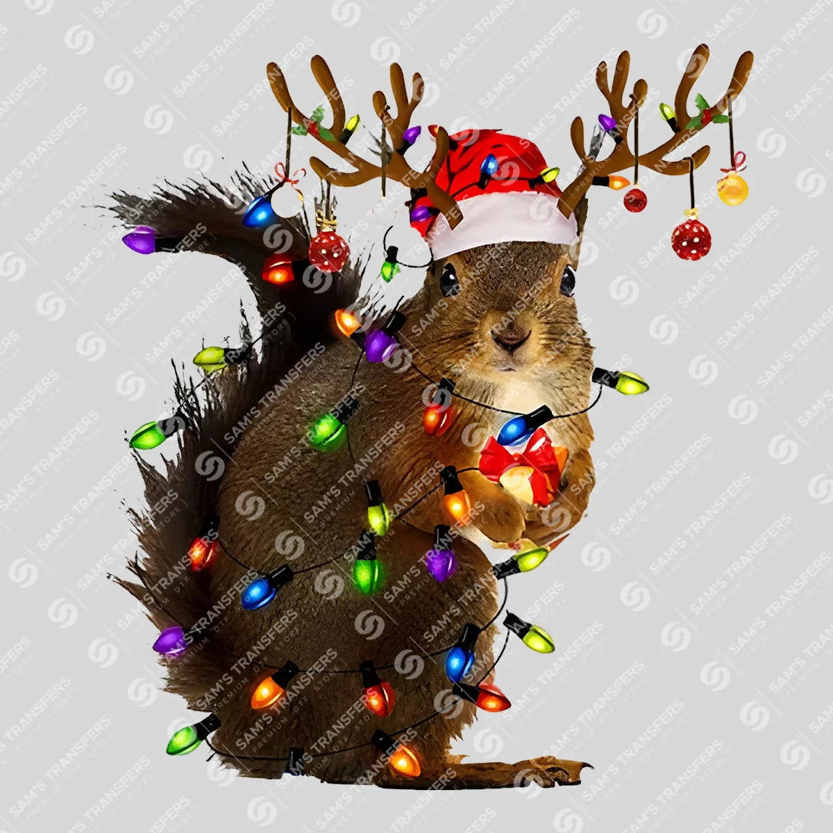 Festive Squirrel Christmas DTF Transfer